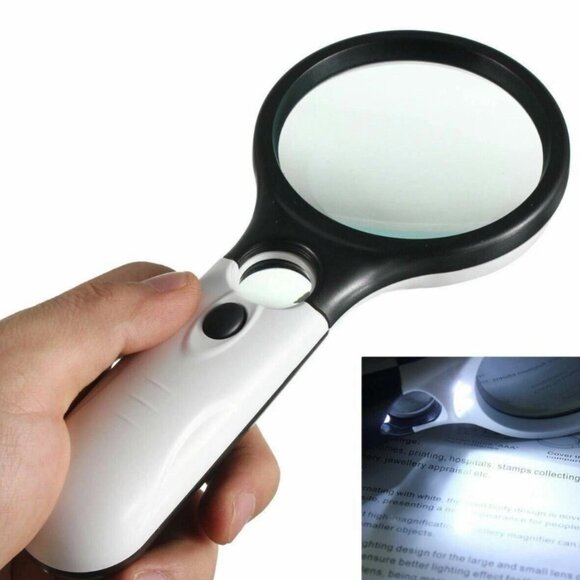 3 LED Light 45X Handheld Magnifier Reading Magnifying Glass Lens Jewelry Loupe - Picture 4 of 5